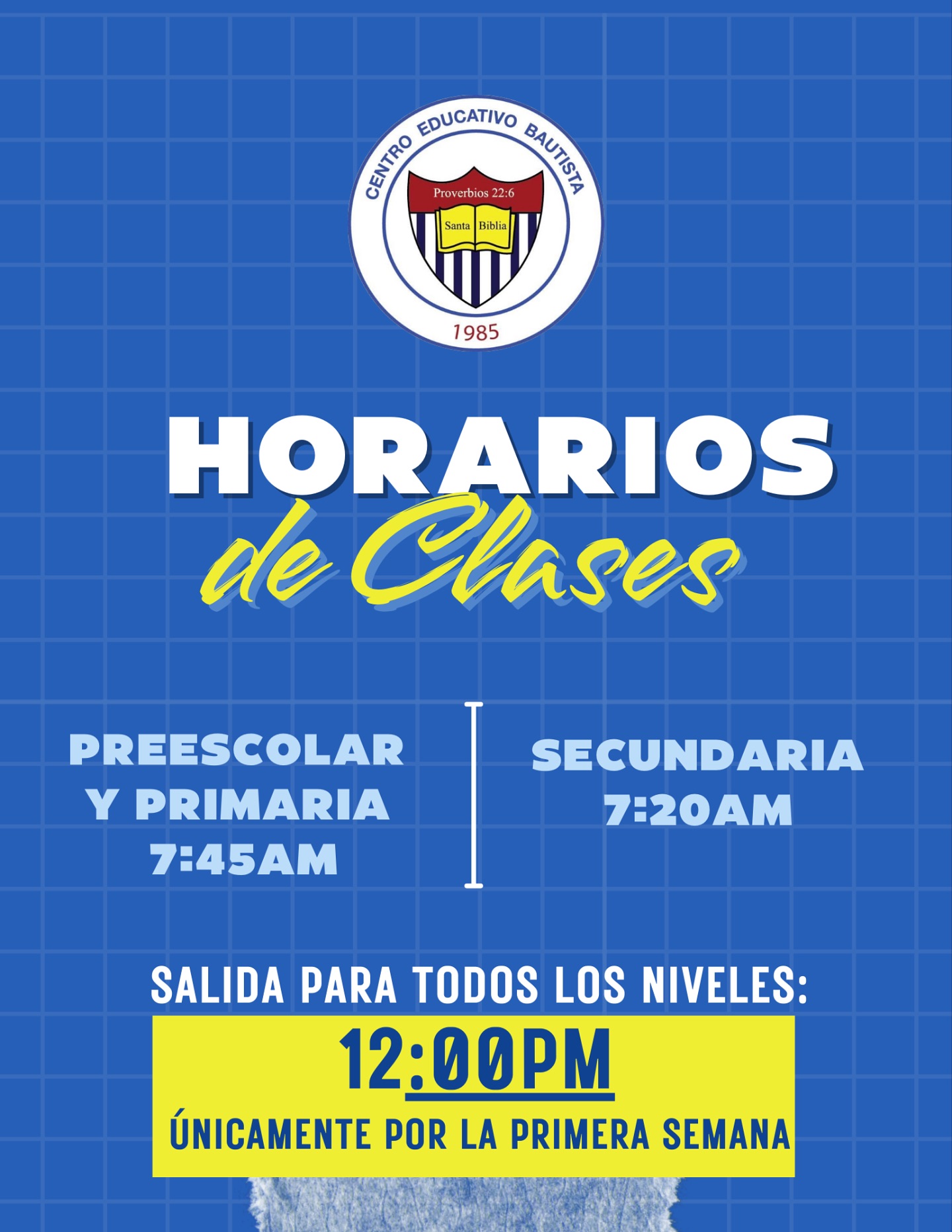 Felices de reencontrarnos el lunes.
Les animamos a verificar nuestra Comunidad de Avisos en Whatsapp para que estén informados de Nuestras Normas de Convivencia para este Año Escolar 2025-2026.