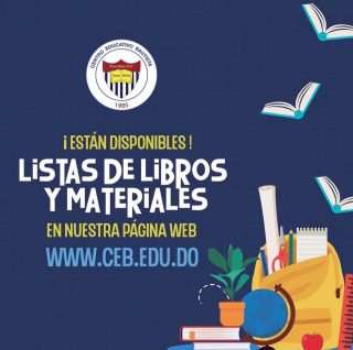 Si aún no tienes la lista de libros y materiales que te corresponde puedes hacer click directo en el link en nuestra Bio.

También puedes seguir estos pasos:

•Visita WWW.CEB.EDU.DO
• Haz click en ADMISIONES
• Luego selecciona LISTA DE LIBROS Y MATERIALES (2026-2027)
• Selecciona el nivel y listo!

#CEB